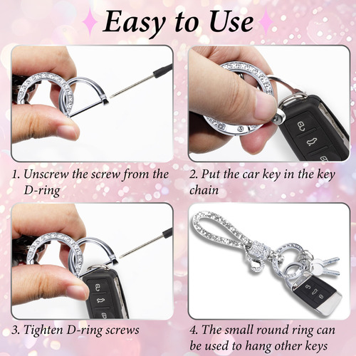 Llavero De Coche Brillantes Para Mujeres Rosa Color