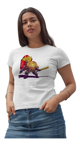 Playera De Amburguesa Con Papas Guerrera De Mujer De Cleen 