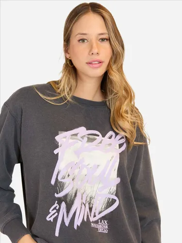 Poleron Cr Waves Gris Mujer Maui And Sons