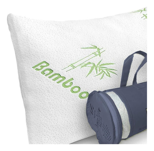 Bamboo Pillow Queen Espuma De Memoria Triturada 48x71 Blanco