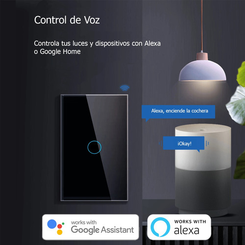 Interruptor Smart Inteligente Blanco Wifi Alexa Con Neutro Negro