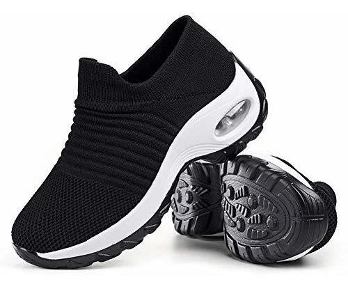 Zapatos para Caminar Las Mujeres resbalón en los Zapatos de Atletismo atlética de Las Zapatillas de Deporte Respirables Formadores de Peso Ligero del holgazán de Malla 