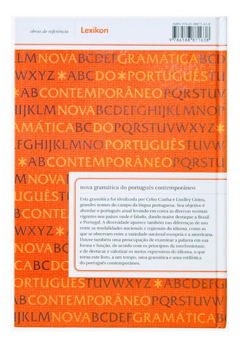 Nova Gramática Do Português Contemporâneo - 8a Edição, De Celso Cunha (), Lindley Cintra ()., Vol. 1. Editorial Lexikon; 8a Edição, Capa Dura Em Português, 2025