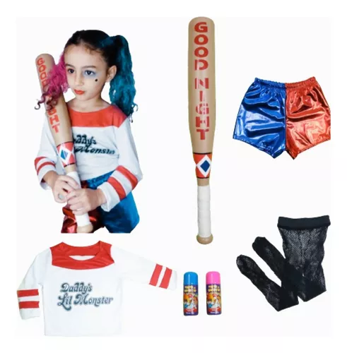 Fantasia Kit Roupa Completa Arlequina Infantil Com Jaqueta