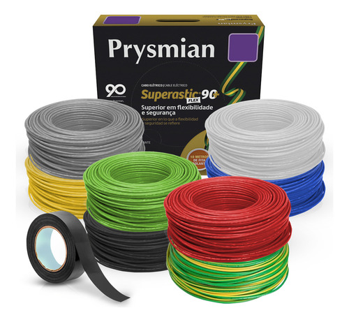 Cabo Flexivel 1,5mm Prysmian Pirelli 90mts + 1 Fita Isolante Cor da cobertura Vermelho Diâmetro 1.5 mm