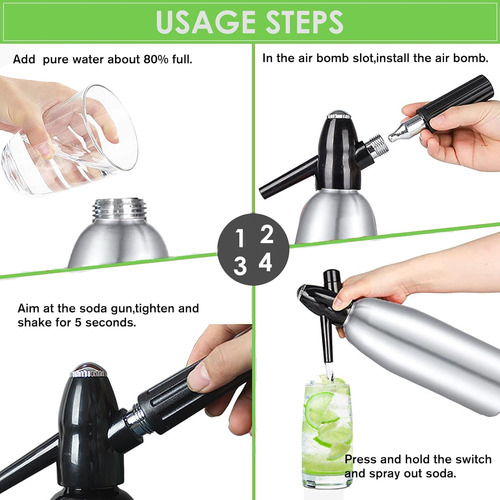 Soda Siphon 1l Sparkling Water Maker, Aluminio Seltzer Seltz