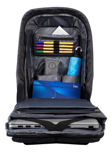 Mochila Antirrobo Skypeak Negra Para Laptop 15 Funda Lluvia Color Negro Diseño de la tela Poliéster