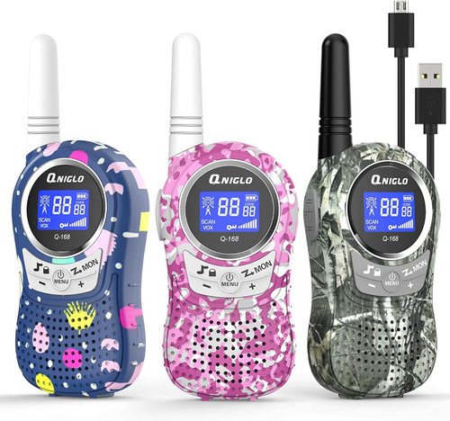 3 Walkie Talkies P/ Niños 3km Alcance Pila Recargable Camo