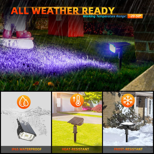 Focos Solares Led Rgb Para Exteriores, 40 Luces De Paisaje