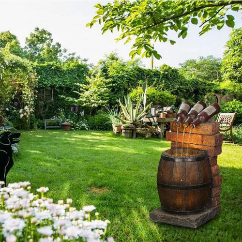 Imagen 6 de 10 de Botella De Resina Y Estatuilla De Barril Jardín Fuente De