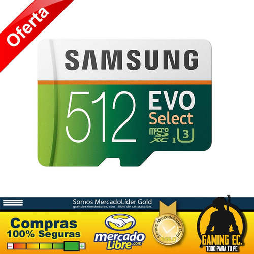 Imagen 1 de 5 de Memoria Samsung Evo Micro Sd 512gb Clase10 100mb/s