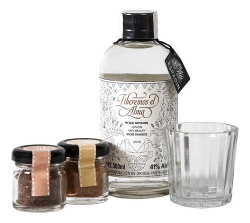 Kit Mezcal Liberemos El Alma +2 Sal Gusano - Chapulin + Vaso