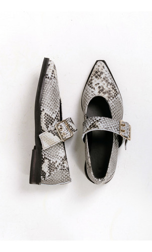 Zapatos Mocasines Mujer Cuero 100% Hebilla Punta Fina Safi