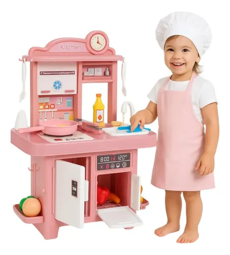 Cozinha Infantil Completa Com Luz Som E Musica Sai Água Rosa