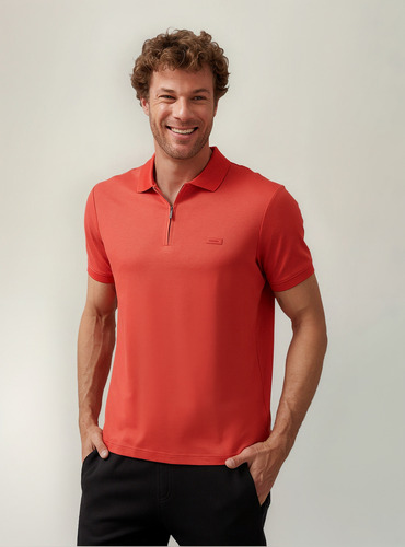 Polo Smooth Cotton Welt Rojo Calvin Klein