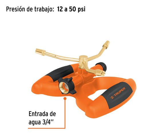Aspersor Metálico De 3 Brazos Con Base Plástica Truper 11298