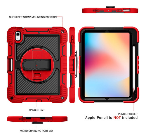 Funda Para Ipad 10 Generación 2025 10.9 Pulgadas Rojo