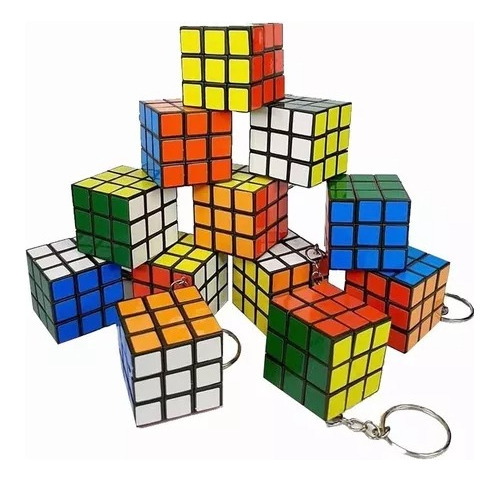 12 Llaveros Cubo Rubik Mini Sorpresa Cumpleaños 