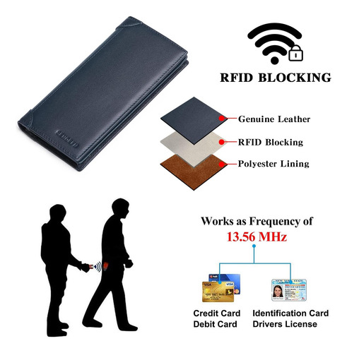 Sendefn Carteras Largas Para Hombres Cartera Plegable Delgad