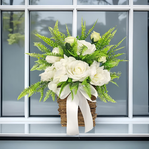 Puerta Colgante De Patio Con Decoración De Cesta De Flores D