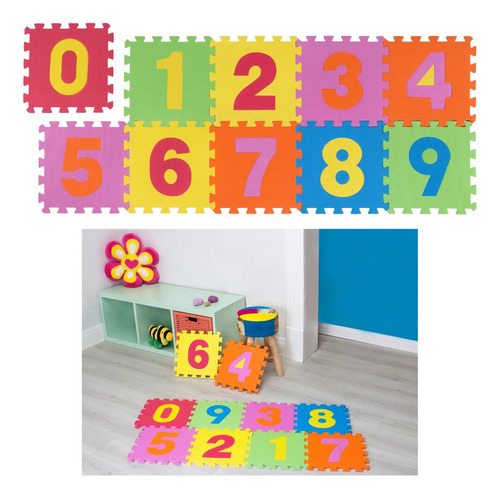 Alfombra Infantil Goma Eva X 10u - 30x30cm Primeros Numeros