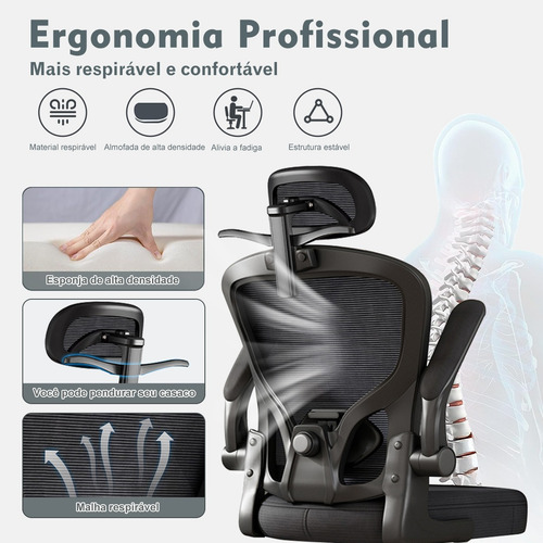 Cadeira Escritorio Python Fly Ergonomica Lombar Giratório Su