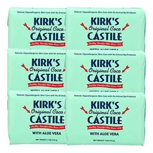 Kirks Natural Original Coco Castile Soap Con Aloe Vera 6 Cou