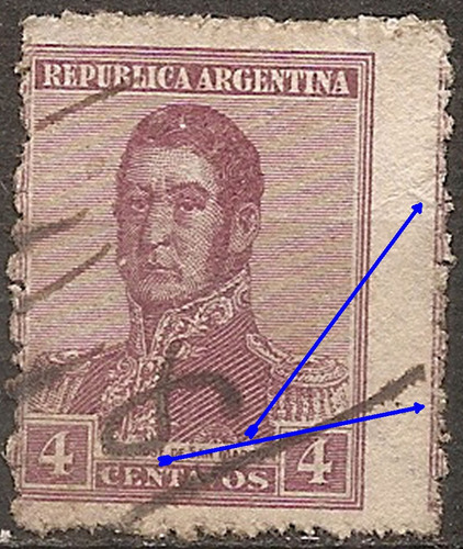 Argentina 216 Gj 434 Muy Desplazado Filig Hex Vertical A1917