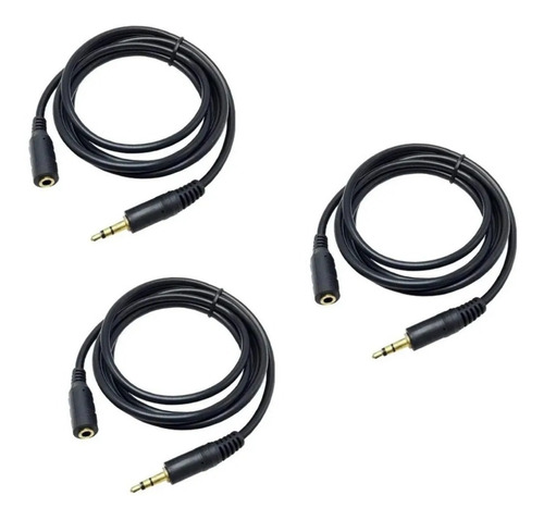3 Cables Extensión De Audio 3.5mm De 1.50 Metros 