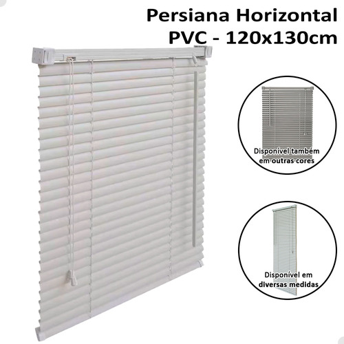 Persiana Horizontal 120x130cm Pvc 25mm Cortina Sala Quarto Cor Cinza