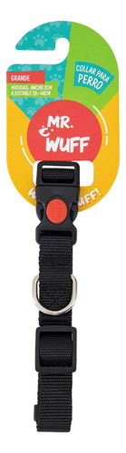 Collar Para Perros Gatos Mascotas Ajustable Mr Wuff Color Negro Broche Tamaño del collar L
