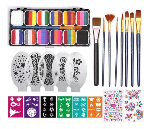 22 Piezas De Pintura Facial, 12 Colores Terno De Maquillaje