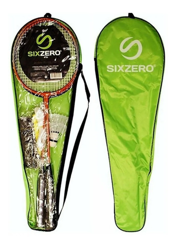 Imagen 2 de 2 de Juego Set Kit Badminton Sixzero 4 Raquetas Plumas Red Funda