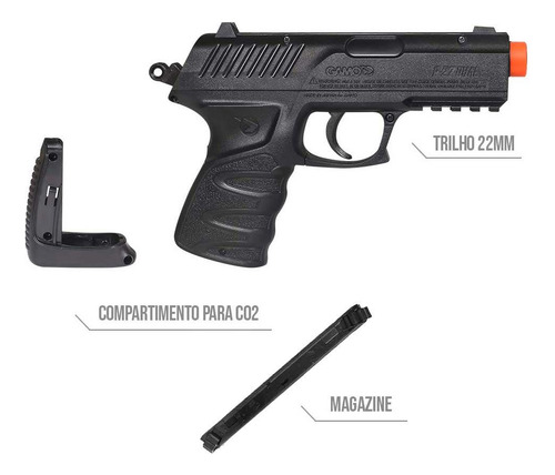 Pistola Co2 Gamo P-27 4.5mm + 06un Cilindros Co2 12g