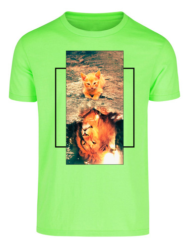 Playera Camiseta Hombre Estampado Moda Gato Y León - Jaspe