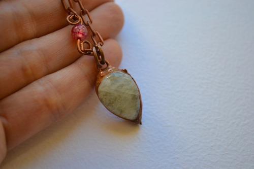 Imagen 6 de 8 de Collar Piedra De La Luna, Agatas Y Cadena De Cobre, Cod1