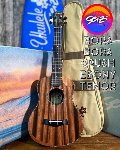 Ukulele Seizi Bora Bora Crush Tenor Elétrico Ebony Com Bag