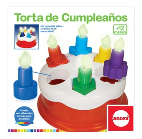 Torta De Cumpleaños Antex F5151. Cachavacha Color Blanco con velas de colores