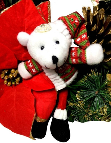 Imagem 2 de 4 de Enfeite Guirlanda Artesanal De Natal Luxo Ursinho Urso