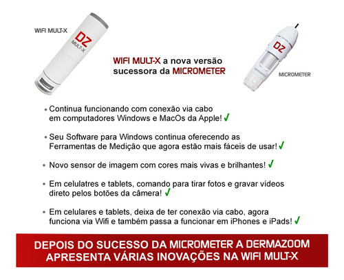 Câmera Análise Dermazoom Wifi Mult-x Android Ios Windows Mac