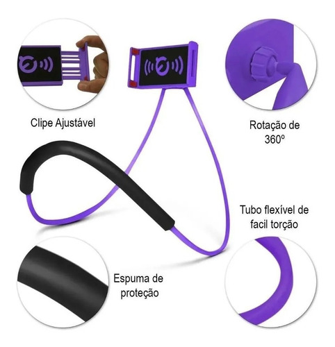 2 Suporte Celular Articulado De Pescoço Self Cama Mesa Sofá