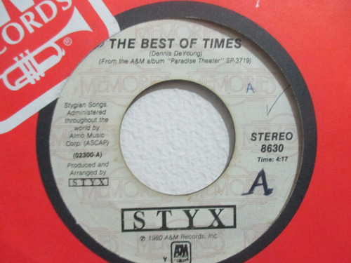 Mundo 45 Vinilo Styx  The Best Of Times