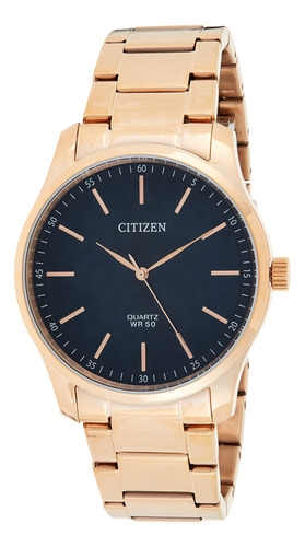 Reloj Citizen De Cuarzo Con Esfera Azul Y Tono Oro Rosado Pa