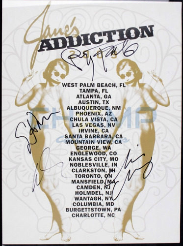 Cartel Firmado Jane's Addiction Gira '09 Autografo Concierto