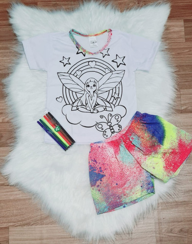 Pijama Infantil De Colorir Canetinha Presente Para Menina