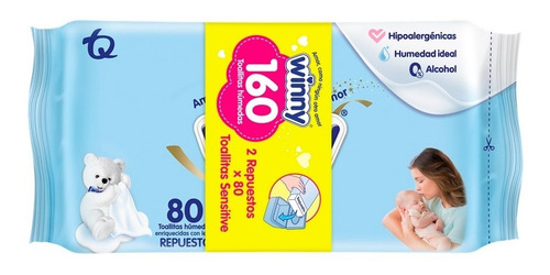 Imagen 1 de 3 de Winny Toallas Humedas Sensitive X 160uni