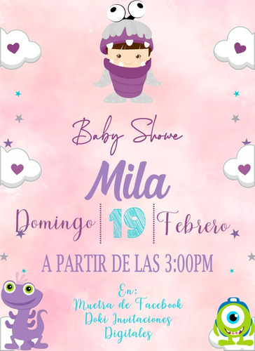 Invitación Digital Imprimible De Monsters Inc (Usado)