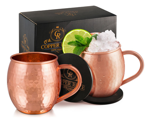 Set De Regalo De 2&nbsp;tazas De Cobre Moscow Mule Y 2&nbsp.