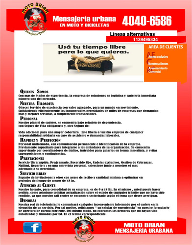Imagen 3 de 10 de Mensajería C/priv En Moto Env.flex/delívery Motobrian.com.ar
