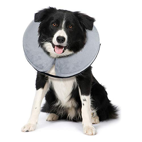 Collar Inflable Protector Para Perros Y Gatos Gris Talla M